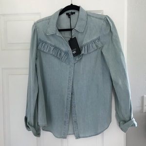 Paige Denim Layda Ruffle Chambry Shirt - New